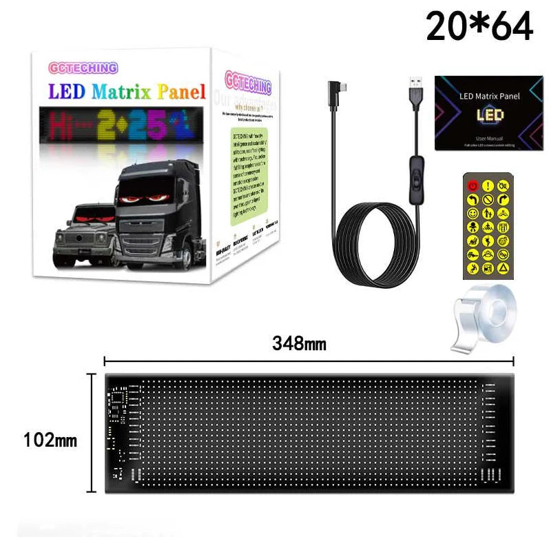 LED Car Sign Flexible LED Matrix Panel 5V USB LED Light Signs for Car Bluetooth Smart APP RGB Scrolling Display Message Board