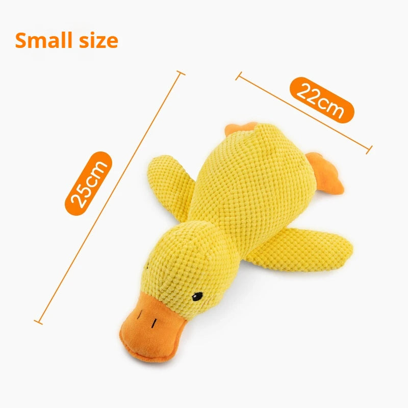 Dog sleeping with a dog hug duck toys to relieve boredom of little yellow duck pet interactive plush doll pet supplies