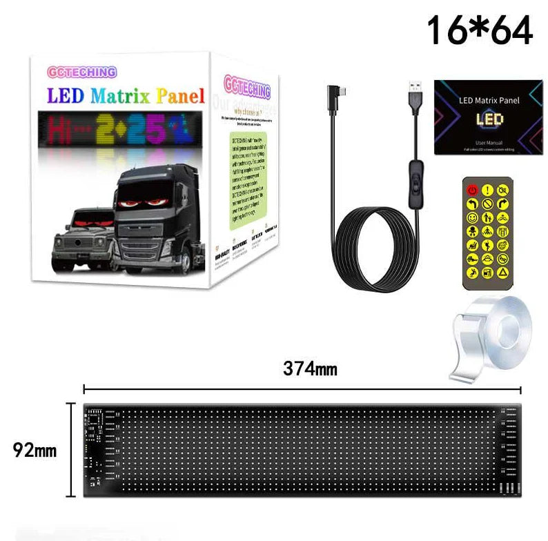 LED Car Sign Flexible LED Matrix Panel 5V USB LED Light Signs for Car Bluetooth Smart APP RGB Scrolling Display Message Board