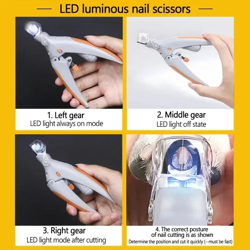 Professional Pet Nail Clipper Scissors With LED Light Cat Dog Nail Clippers Tool Scissors Nail Toeclaw Cutter Scissors Pet Supply
