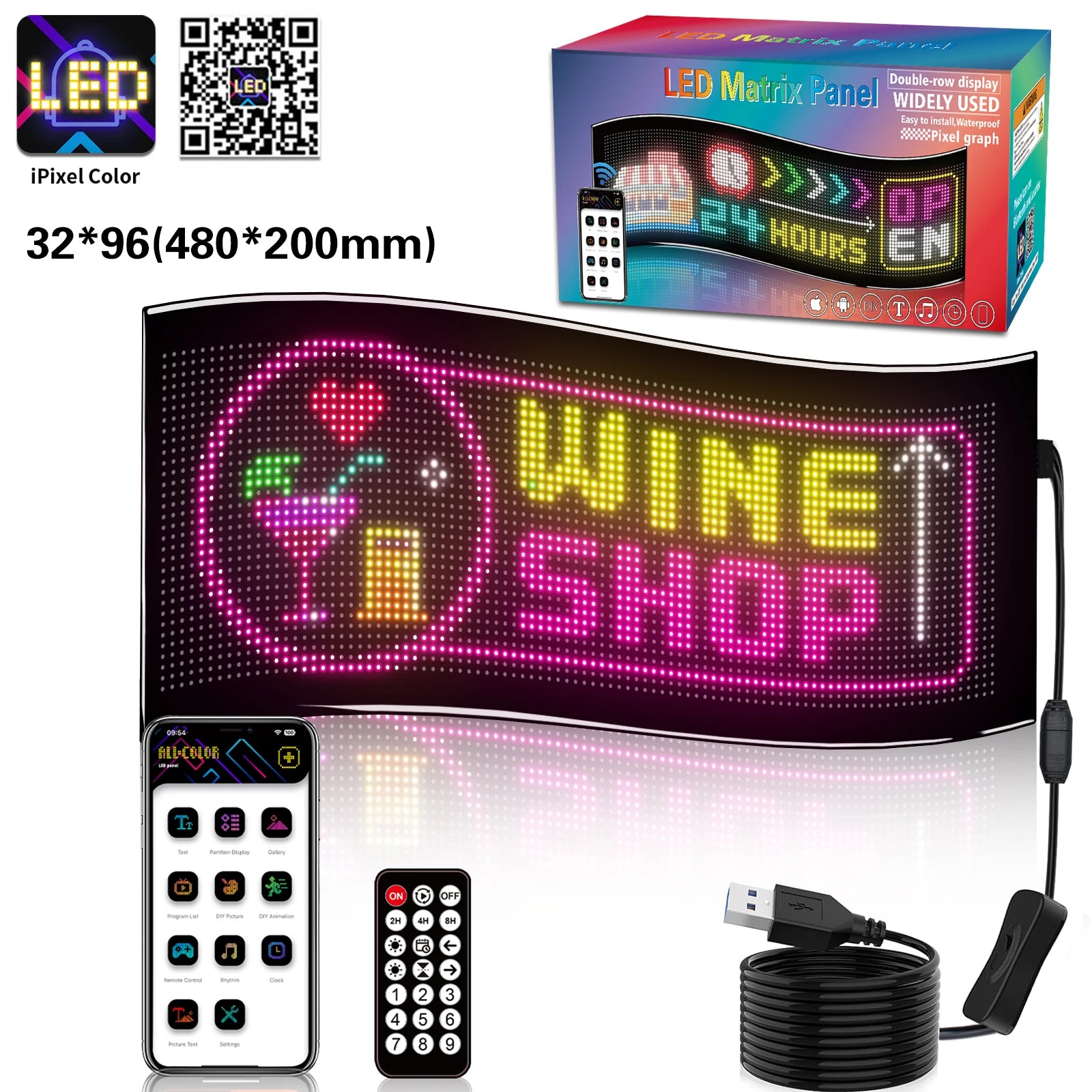 LED Car Sign Flexible LED Matrix Panel 5V USB LED Light Signs for Car Bluetooth Smart APP RGB Scrolling Display Message Board