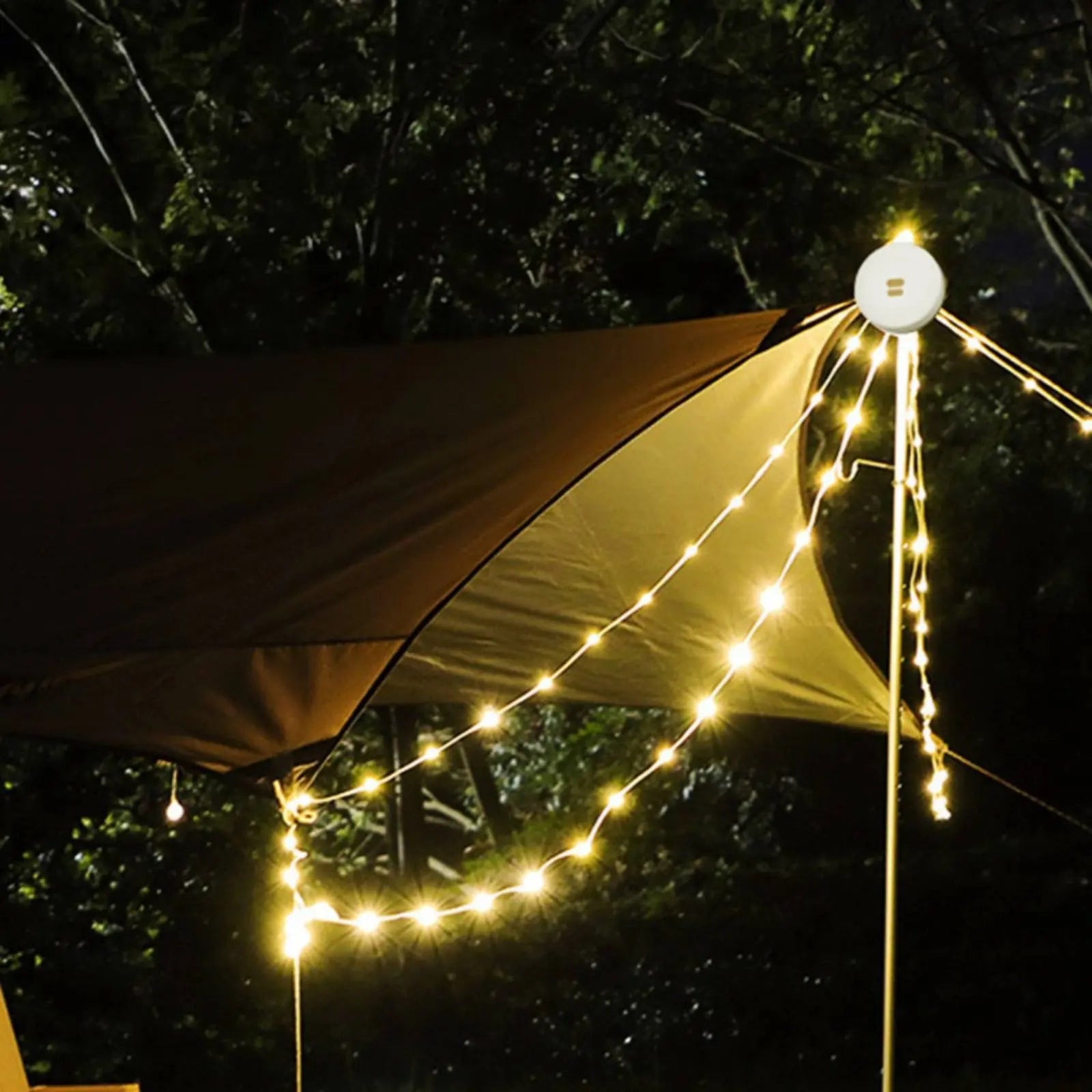Retractable Luminous String Lamp Waterproof Retractable RGB String Lamp Hanging Tent Lamp Built-in Hook & Carabiner