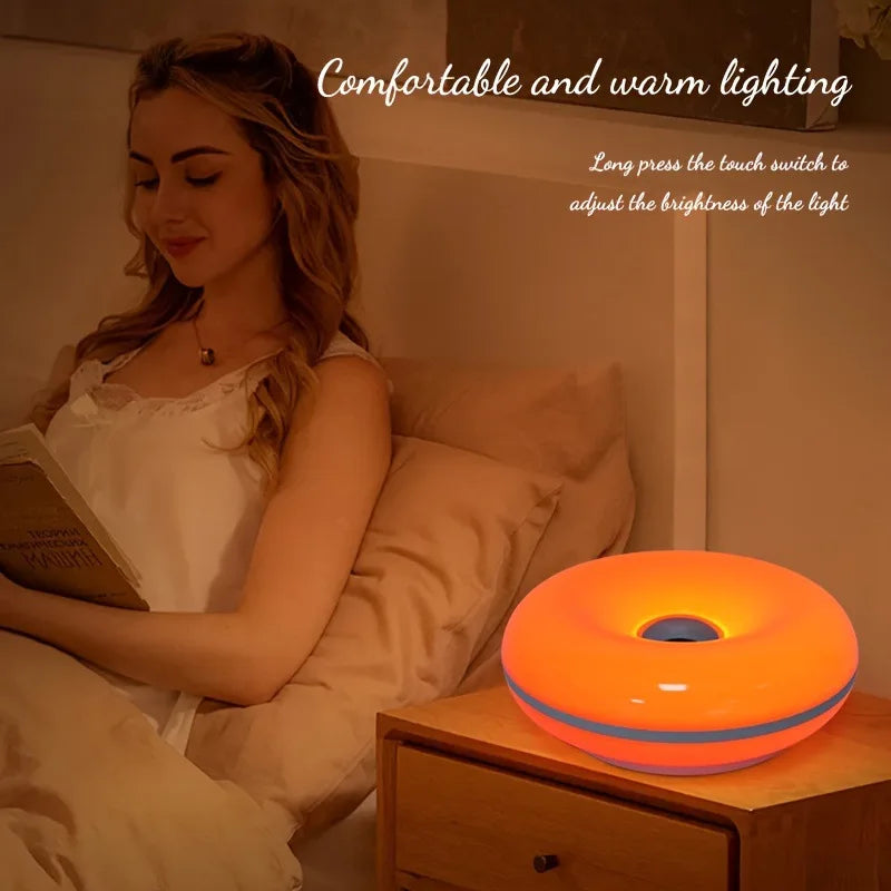 US Patented Retro-Modern Donut Lamp, Creative Orange RGB Ambient Light, Mid Century Modern Wall & Table Lamp for Living Room Decor