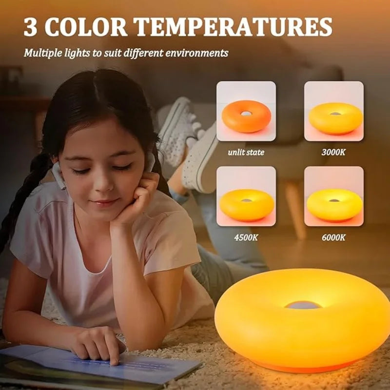 US Patented Retro-Modern Donut Lamp, Creative Orange RGB Ambient Light, Mid Century Modern Wall & Table Lamp for Living Room Decor