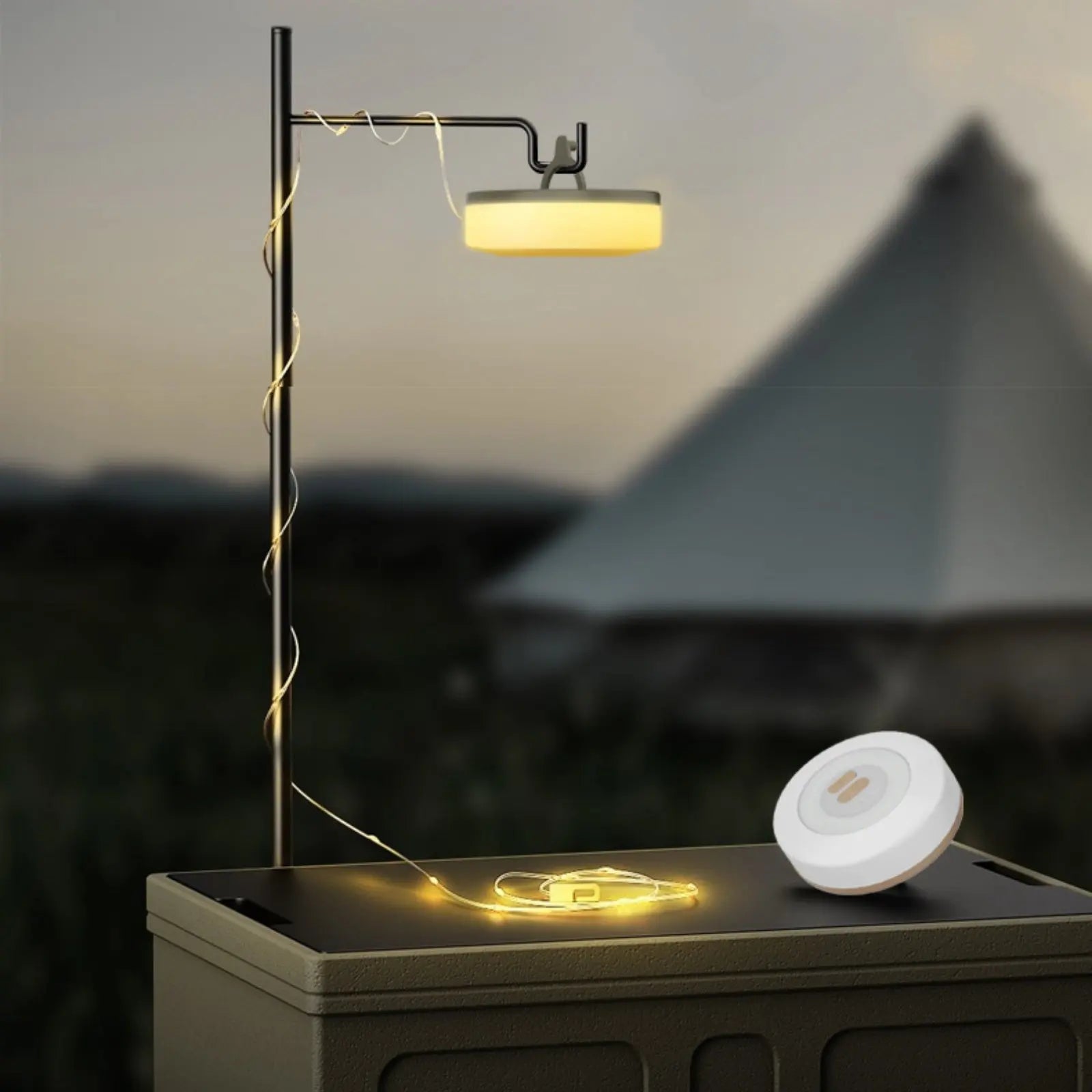 Retractable Luminous String Lamp Waterproof Retractable RGB String Lamp Hanging Tent Lamp Built-in Hook & Carabiner