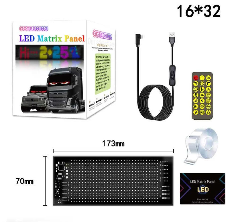 LED Car Sign Flexible LED Matrix Panel 5V USB LED Light Signs for Car Bluetooth Smart APP RGB Scrolling Display Message Board