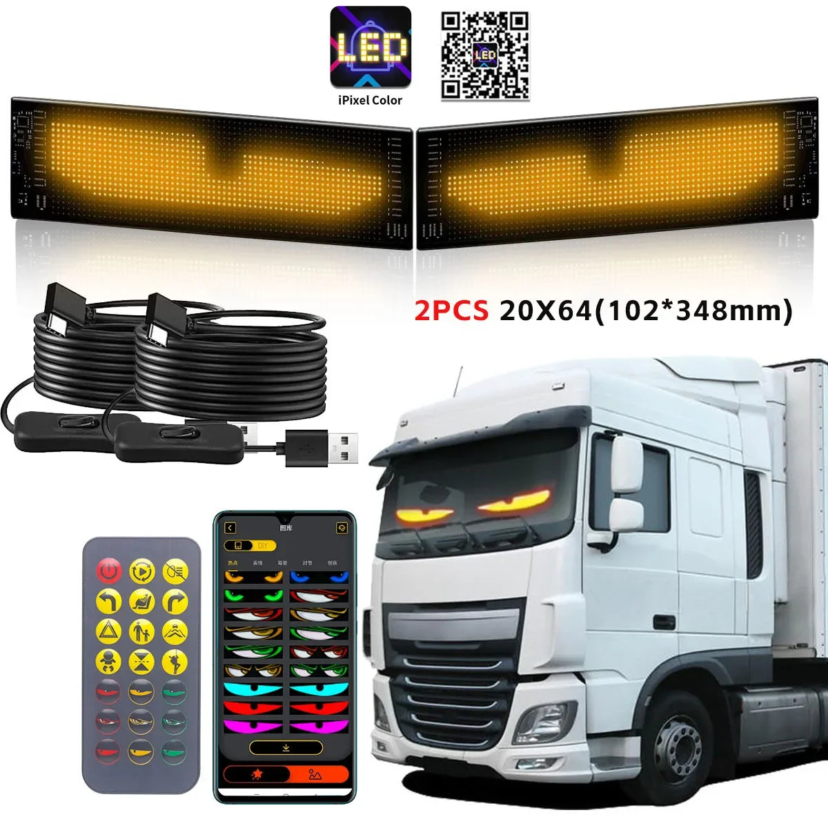 LED Car Sign Flexible LED Matrix Panel 5V USB LED Light Signs for Car Bluetooth Smart APP RGB Scrolling Display Message Board